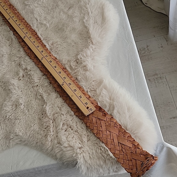 Nine West Neutral Tan Braided Wide Leather Belt szL - Picture 3 of 6